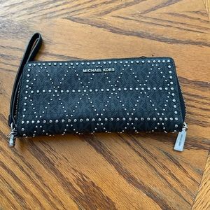Michael Kors black studded zipper wallet